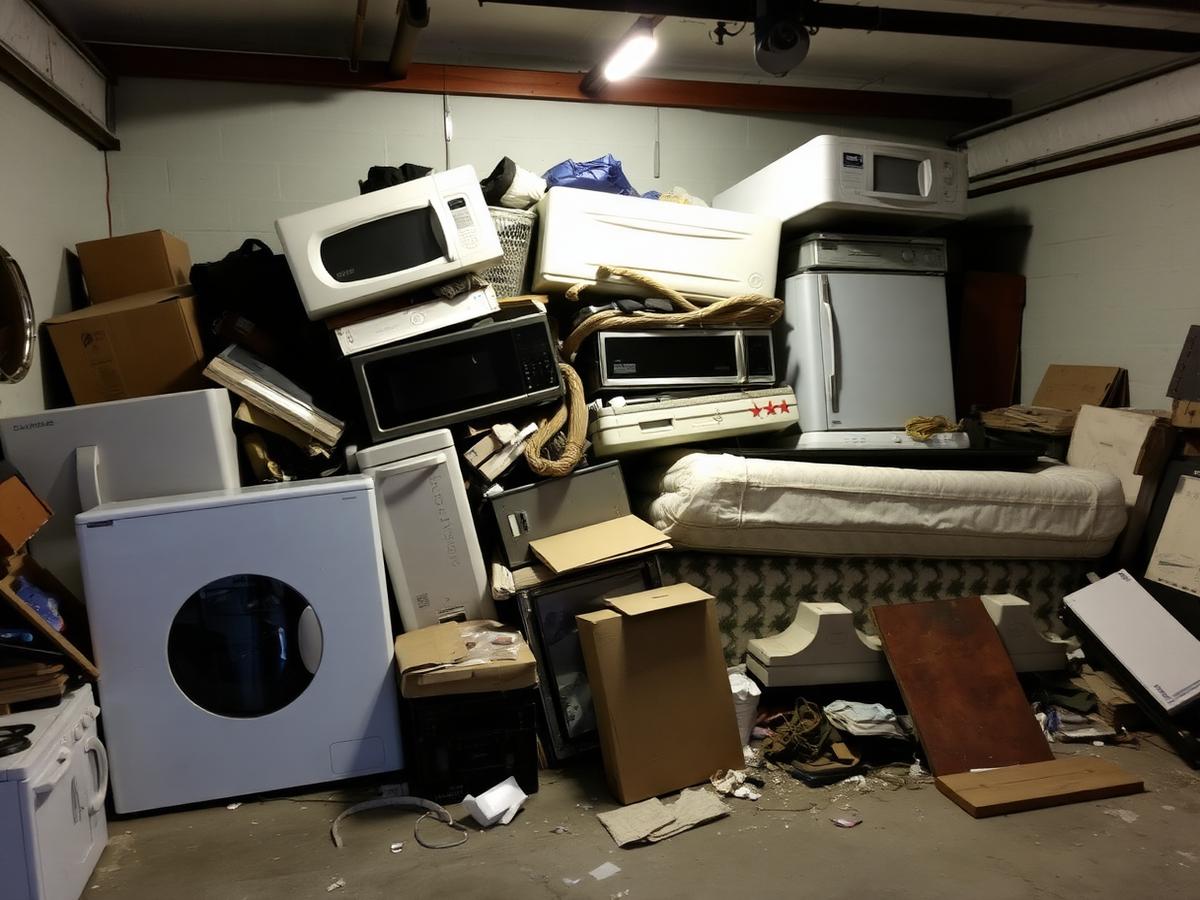 Garage full of junk waiting for removal